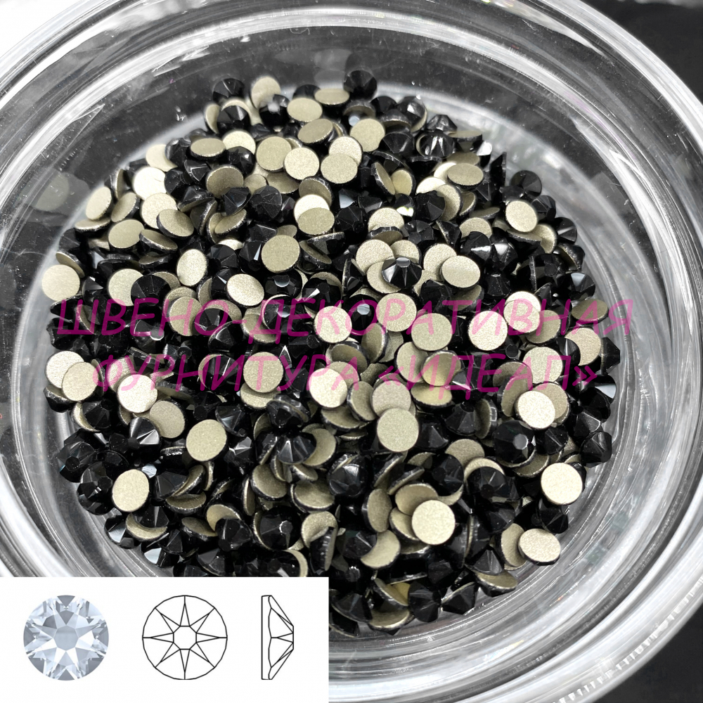 Стразы Xirius 8+8 SS16 Jet Black (1440шт)