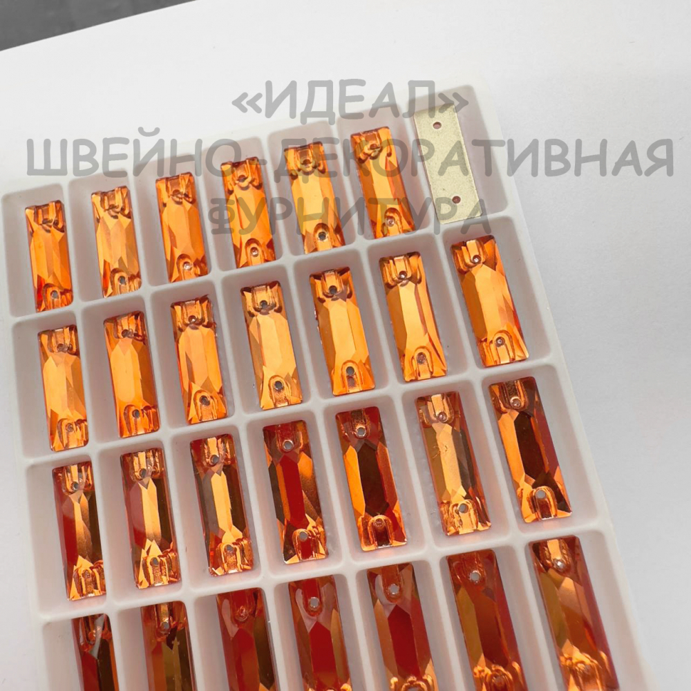 Стразы пришивные стекло sun багет 18*6мм baguette 42шт LUX