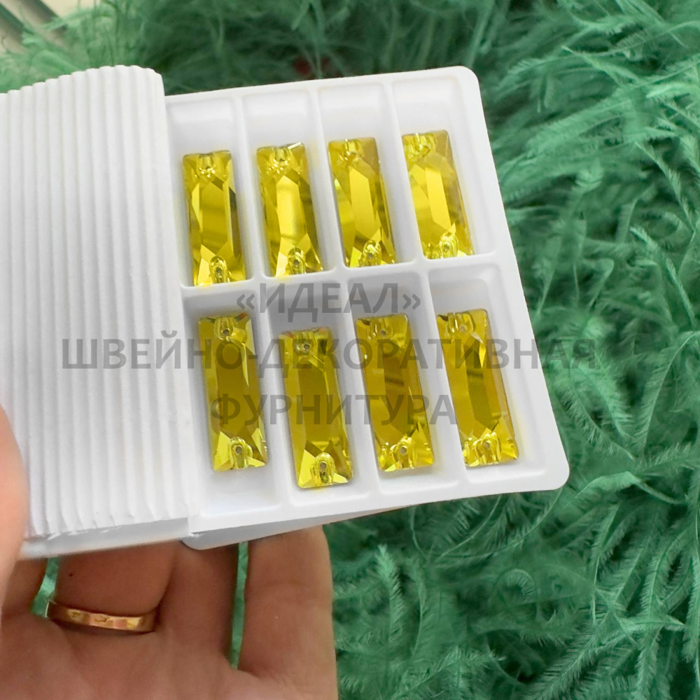 Стразы пришивные стекло Citrine багет 26*9мм (baguette) 18шт LUX