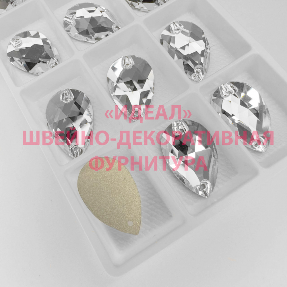 Стразы пришивные стекло Crystal капля 25*16мм (Drop) 12шт LUX