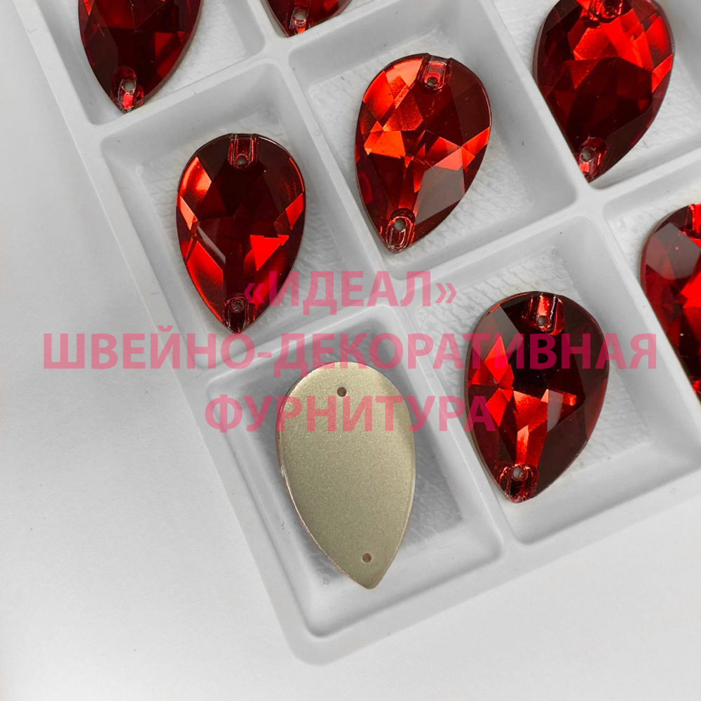 Стразы пришивные стекло Siam капля 25*16мм (Drop) 12шт LUX