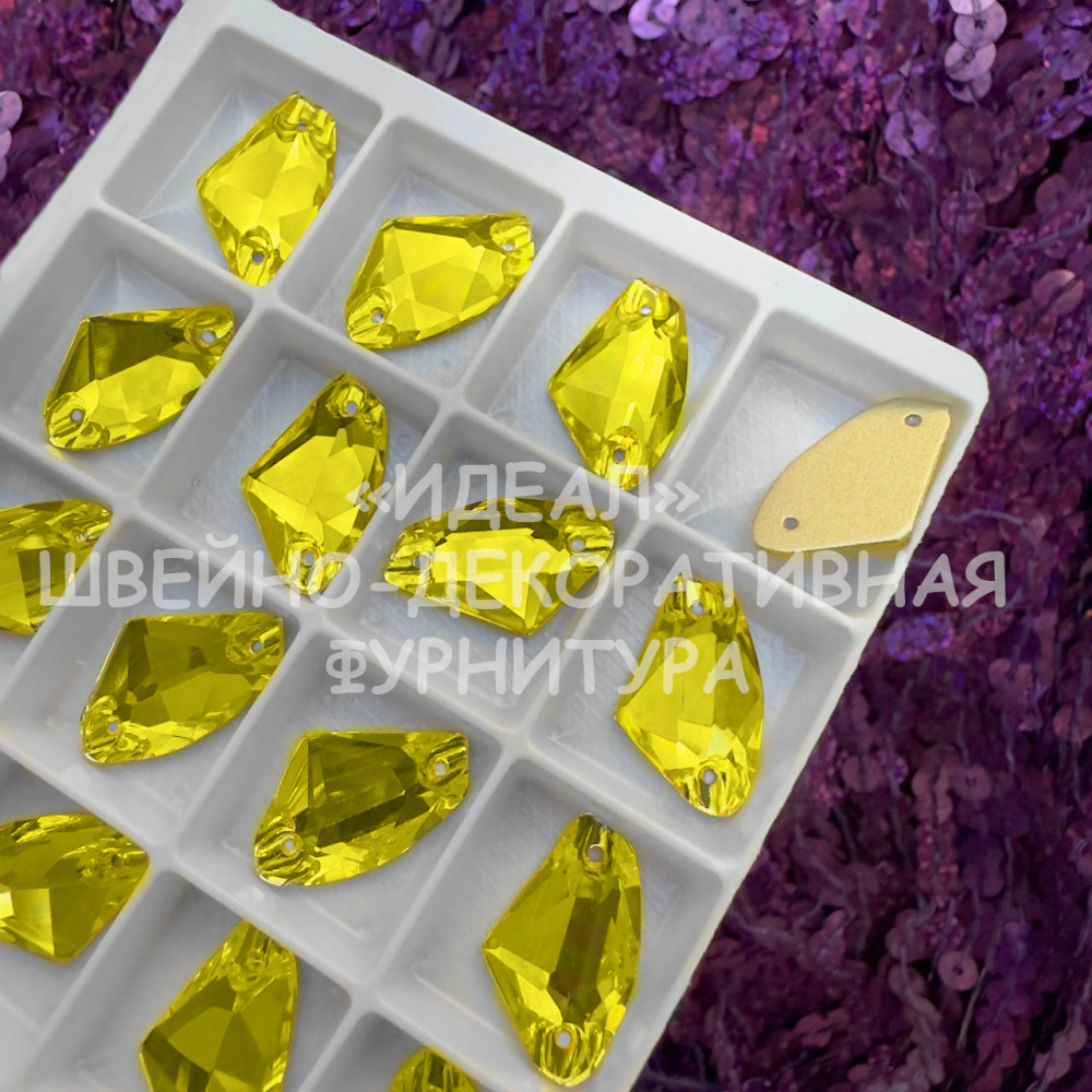 Стразы пришивные стекло Citrine галактик 19*12мм galactic 24шт LUX