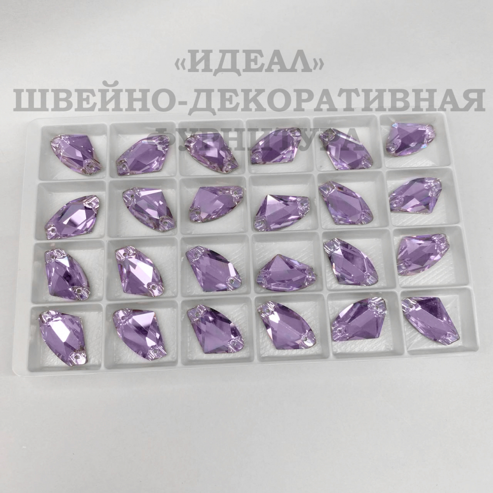 Стразы пришивные стекло Light Violet галактик 19*12мм galactic 24шт LUX
