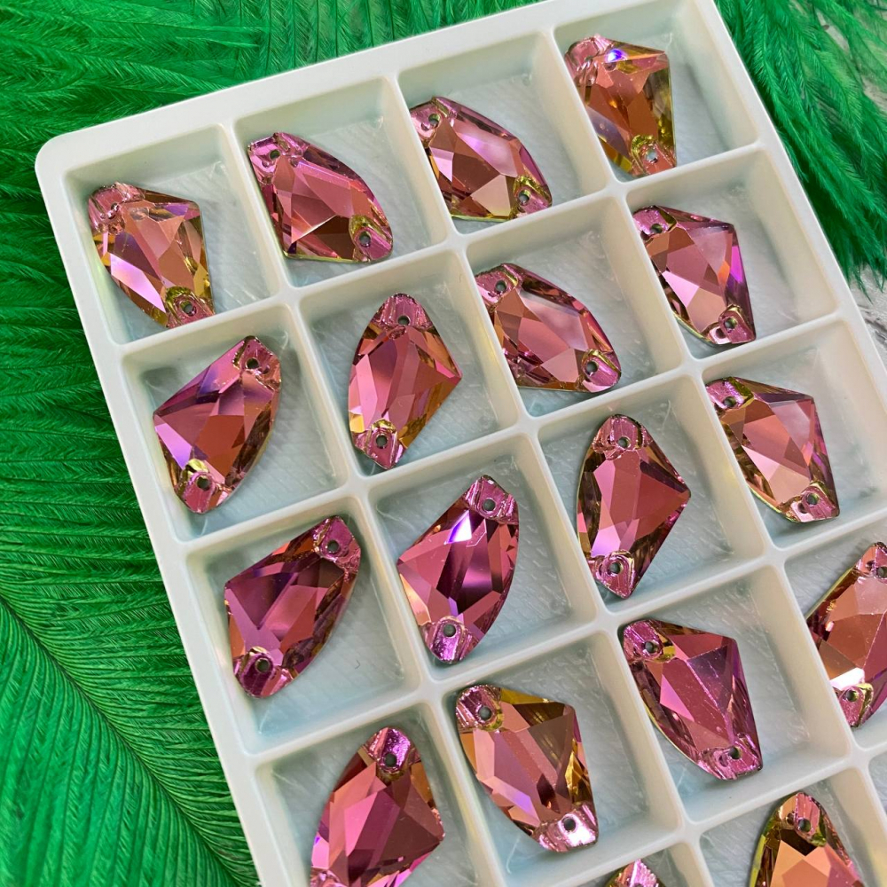 Стразы пришивные стекло rose medium галактик 19*12мм galactic 24шт LUX