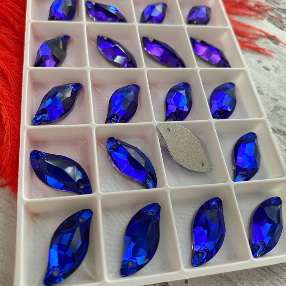 Стразы пришивные стекло violet bue волна 20*9мм (S-Shape) 24шт LUX