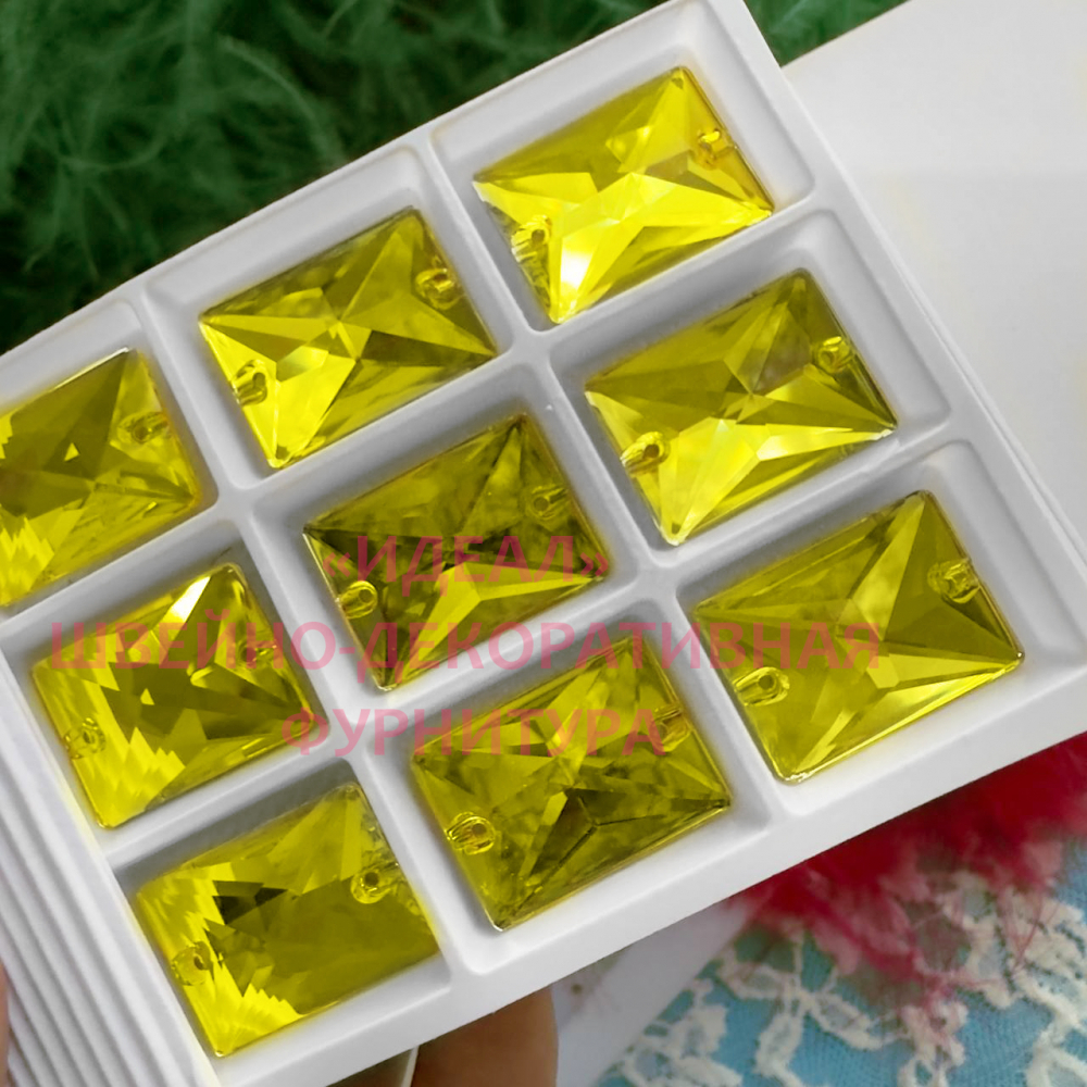 Стразы пришивные стекло Citrine прямоугольник 25*18мм (Rectangle) 12шт LUX