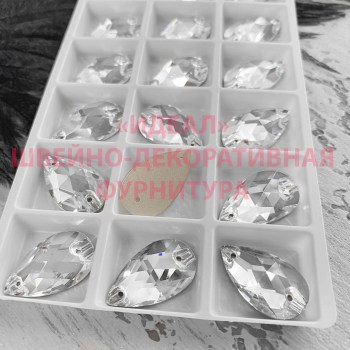 Стразы пришивные стекло CRYSTAL капля 28*17мм (Drop) 12шт LUX